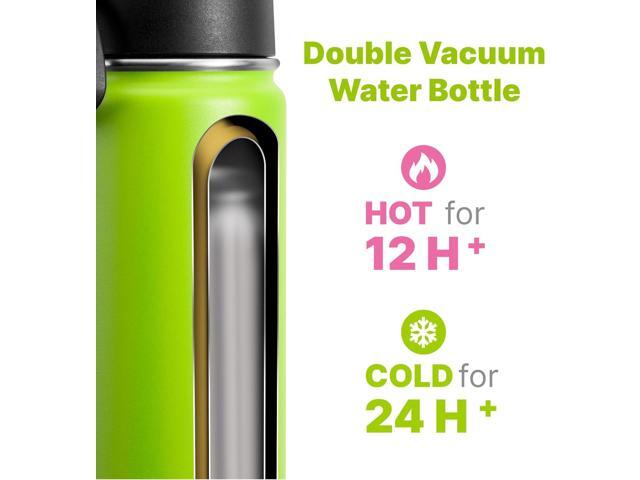 Kids Insulated Water Bottle with Straw-16 oz Stainless Steel Double Wall Vacuum Wide Mouth Sports Water Bottles for School, Metal Water Flask for...