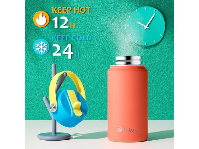 Fimibuke Kids Insulated Water Bottle, 14oz BPA FREE Double Wall Vacuum Tumbler 18/8 Stainless Steel Leak Proof Kids Cups with Straw Metal Water...