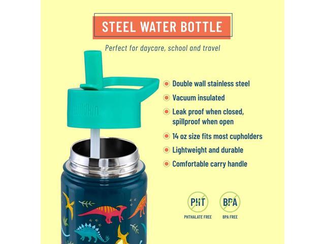 Wildkin Kids 14 oz Reusable BPA-Free Stainless Steel Water Bottle with Leak Proof Lid for Boys & Girls, Insulated, Durable, and Easy to Clean Water...