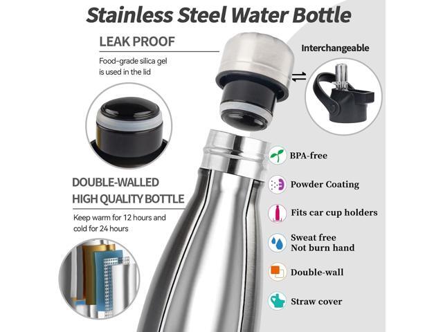 Insulated Water Bottle, 2 Pack-12oz Stainless Steel Water Bottles with straw lid, Metal Sports Water Bottles for Boys,Girls, Double Wall Vacuum...