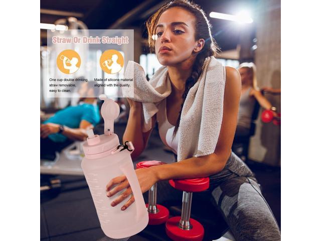 Collapsible Water Bottles, 2L/64OZ travel water bottle Bottle with Straw, Half Gallon Large Water Bottle for Travel Outdoor Sports Runing Fitness...