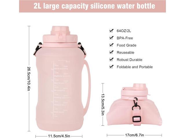 Collapsible Water Bottles, 2L/64OZ travel water bottle Bottle with Straw, Half Gallon Large Water Bottle for Travel Outdoor Sports Runing Fitness...