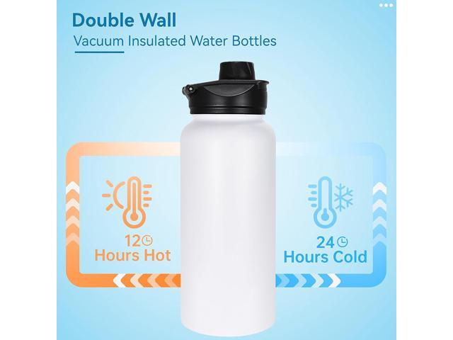 VEGOND 32 oz Insulated Water Bottle Bulk Stainless Steel Metal Water Bottles with Leak Proof Straw Lid & Spout Lid, Wide Mouth Double Walled Vacuum...