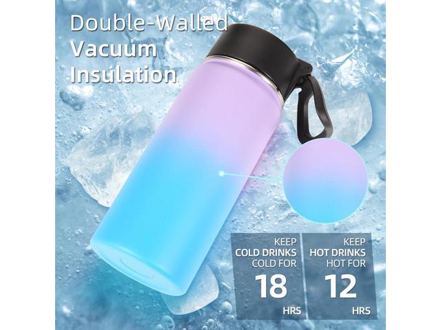 Volhoply 16 OZ Kids Water Bottle Bulk 4 Pack,Insulated Sports Bottles with Straw Lid,Stainless Steel Bottle with Handle Keep Cold,Double Wall...