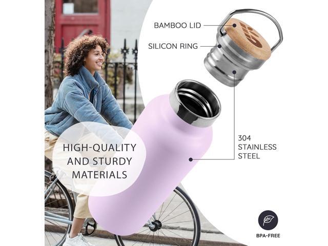 Bambaw Insulated Water Bottle 16 oz, Lavender Water Bottle Stainless Steel, Metal Water Bottle for Travel, Hot Water Bottle, Stainless Steel Water...
