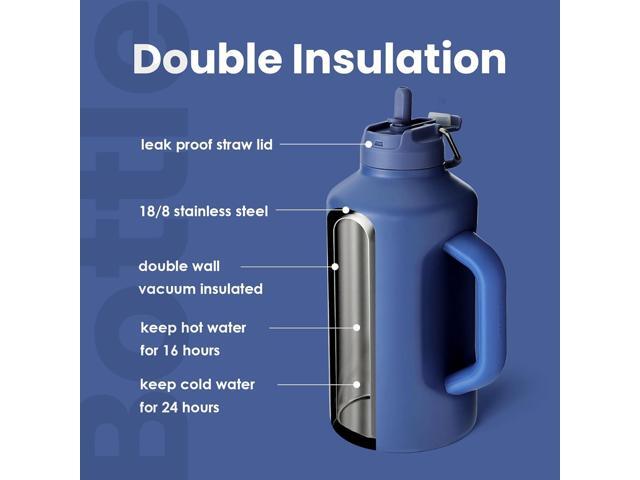 BOTTLE BOTTLE Insulated Water Bottle 64 oz with Straw and Dual-use Lid Stainless Steel Water Bottle for Men with Handle Vacuum Insulated jug for...
