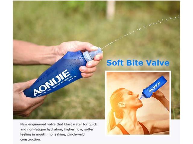 AONIJIE 2 Pack Soft Water Bottle, TPU Collapsible Flask Foldable Bottles for Hydration Pack, BPA-Free, for Running Hiking Cycling Climbing (2 Pcs -...