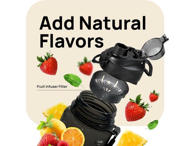 INEVIFIT 3-in-1 Sports Water Bottle 34oz 1L Hydration Tracking Water Bottles with Daily Time Marker BPA Free Tritan Leak Proof with Fruit Infuser...