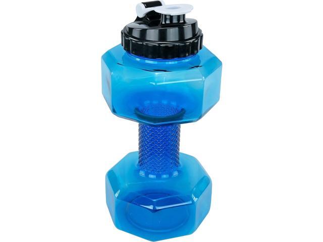 Dumbbell Water Bottle 2.2L Portable Gym & Fitness Sports Bottle for Workout Hydration, See-Through Blue Design