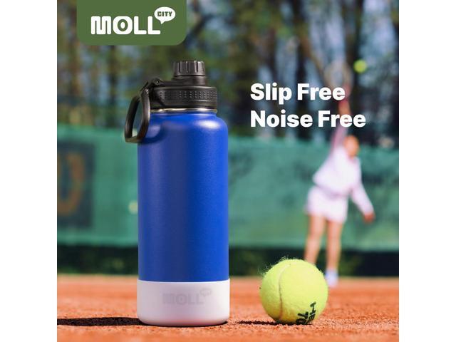 Insulated Water Bottle - 32 oz Stainless Steel Vacuum Wide Mouth Sports Flask With Silicone Boot - Reusable Metal Travel Bottle With Spout Lid...