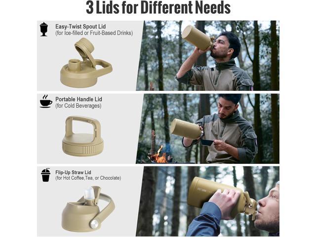 OneTigris Tactical Half Gallon Water Bottle with Straw - 64 oz Vacuum Insulated Stainless Steel Water Jug, Leakproof Sport Bottle with 3 BPA Free...