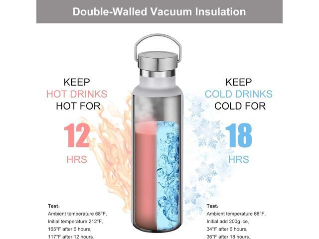 Neihepal 20 oz Insulated Water Bottles Bulk 2 Pack,Stainless Steel Double Wall Sport Bottle with Lid of Handle,Metal Reusable Thermoses Flask with...