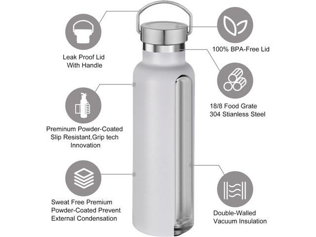 Neihepal 20 oz Insulated Water Bottles Bulk 2 Pack,Stainless Steel Double Wall Sport Bottle with Lid of Handle,Metal Reusable Thermoses Flask with...
