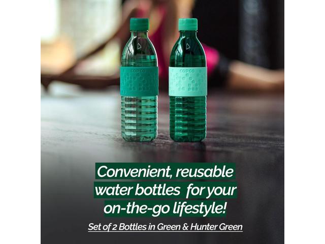 Copco Hydra 16.9oz Water Bottle, Set of 2 - Non-Slip Sleeve & BPA-Free Tritan Plastic - Dishwasher Safe, Reusable To Go Bottle - Leak-Proof,...