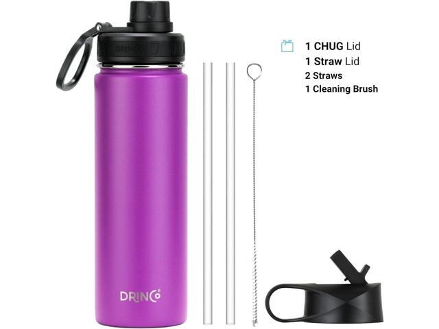 DRINCO Stainless Steel Water Bottle Spout Lid Vacuum Insulated Double Wall Water Bottle Wide Mouth (40oz 32oz 22oz 18oz 14oz) Leak Proof Keep Cold...