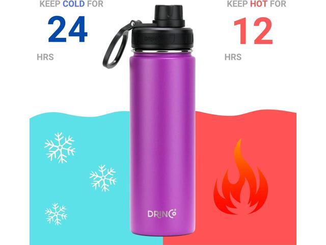 DRINCO Stainless Steel Water Bottle Spout Lid Vacuum Insulated Double Wall Water Bottle Wide Mouth (40oz 32oz 22oz 18oz 14oz) Leak Proof Keep Cold...