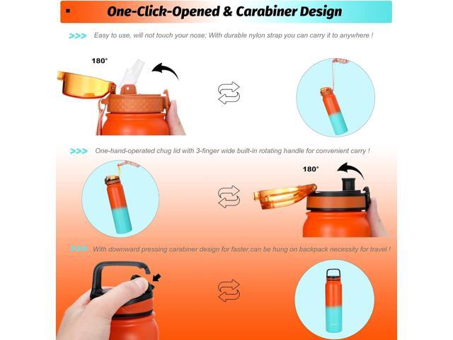 Oldley Insulated Water Bottle with Straw 32oz Stainless Steel Water Bottles with 3 lids Double-Wall Vacuum Thermal for Kids Adults School Sports,...
