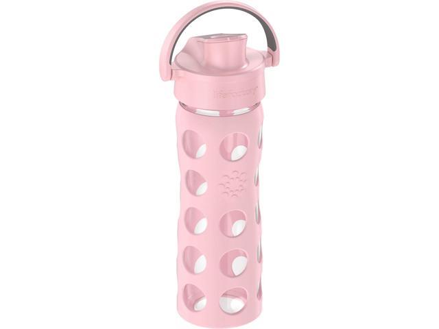 Lifefactory 16-Ounce Glass Water Bottle with Active Flip Cap and Protective Silicone Sleeve, Desert Rose