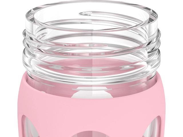 Lifefactory 16-Ounce Glass Water Bottle with Active Flip Cap and Protective Silicone Sleeve, Desert Rose