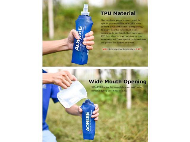 AONIJIE 2 Pack Soft Water Bottle, TPU Collapsible Flask Foldable Bottles for Hydration Pack, BPA-Free, for Running Hiking Cycling Climbing (2 Pcs -...