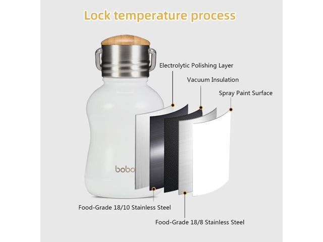 YOHKOH Mini Vacuum Insulated Water Bottle With Bamboo Lid - Stainless Steel Thermos Water Bottle for Women Girls Kids, Metal Sports Hot and Cold...