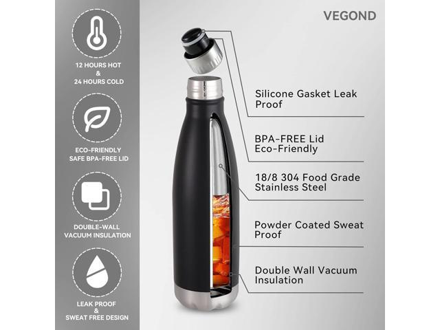 VEGOND 17oz Stainless Steel Water Bottles Bulk, Reusable Metal Sports Water Bottle Keeps Drink Hot and Cold, BPA Free Double Wall Vacuum Cola Shape...