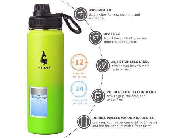 Farsea Insulated Water Bottle With Paracord Handle, Protective Silicone Boot and 2 Lids (Straw Lid & Spout Lid), Stainless Steel Water Bottle Wide...