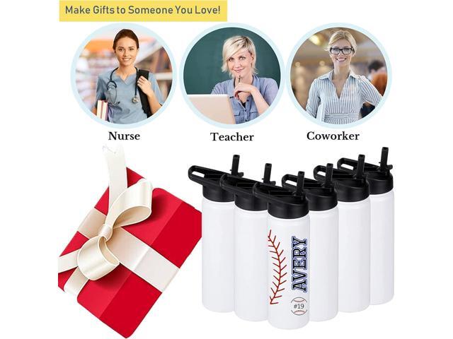 6 Pack Sublimation Water Bottle Blanks, 24oz Personalized Water Bottles Bulk with Handle & Straw Lid, Stainless Steel, Lightweight for Sports...