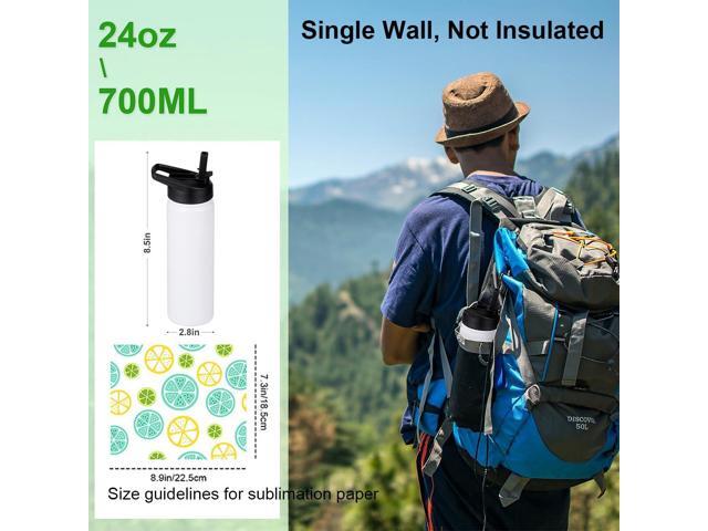 6 Pack Sublimation Water Bottle Blanks, 24oz Personalized Water Bottles Bulk with Handle & Straw Lid, Stainless Steel, Lightweight for Sports...