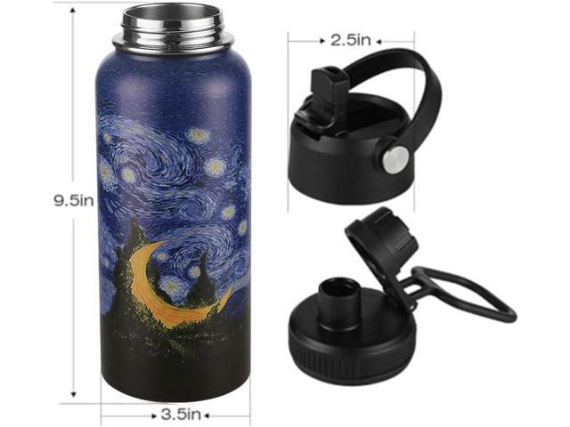 Funkrin Insulated Water Bottle with Straw Lid & Spout Lid, 32oz Personalized Vacuum Stainless Steel Travel Mug, Leak Proof Double Walled Thermos...