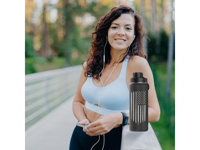 Military Gift Shop American Flag 20oz Sports Water Bottle Insulated Water Bottle Stainless Steel Water Bottle Outdoor Sports, Hiking - Flag...