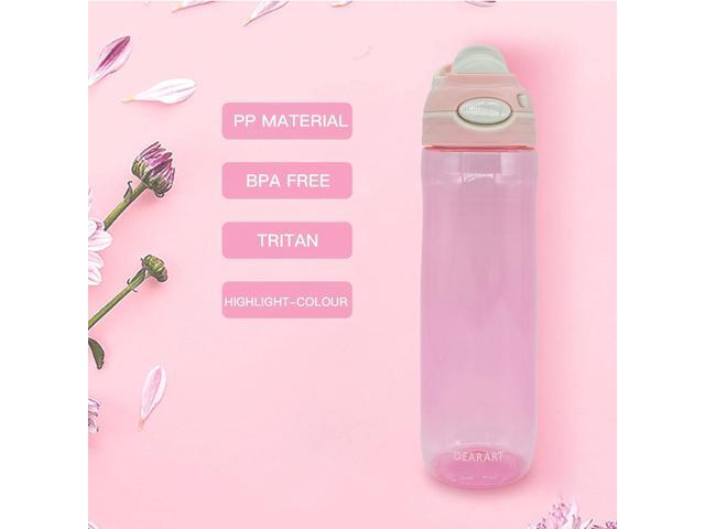 DEARART 26oz Pink Water Bottle No Straw Wide Mouth, AUTOSEAL BPA FREE Leakproof Clear Bottle Has Handle, Easy Carried, Suit School Office Gym Yoga...