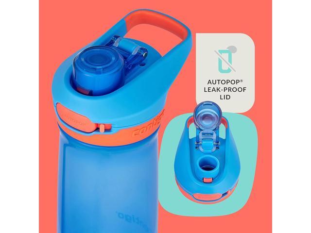 Contigo Jessie Kids Water Bottle, Leak-Proof Lid, 14oz, Dishwasher-Safe, Fits Most Cup Holders, 2-Pack Blue Poppy/Coral & Amethyst/Jade
