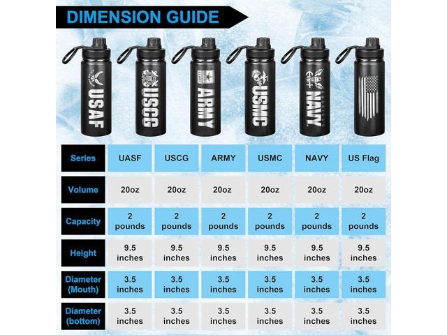 Military Gift Shop American Flag 20oz Sports Water Bottle Insulated Water Bottle Stainless Steel Water Bottle Outdoor Sports, Hiking - Flag...