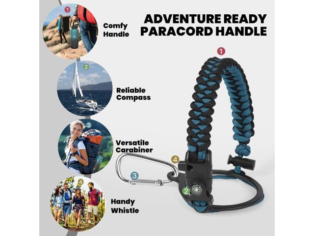 Insulated Water Bottle 87 oz, Triple Wall Vacuum Stainless Steel (Cold for 48 Hrs), Leak Proof & Non-BPA, Modern Water Flask Jug with Paracord...