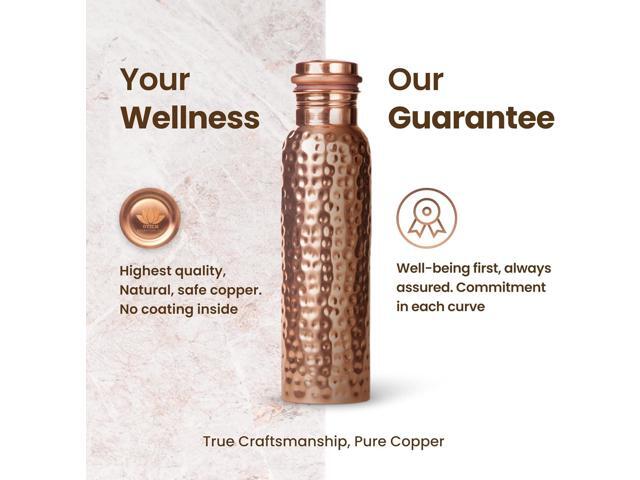 34oz Pure Copper Water Bottle for Drinking Ayurvedic Hammered Copper Water Bottle, Leak Proof Lid Large Handcrafted Copper Bottle Water Vessel ...