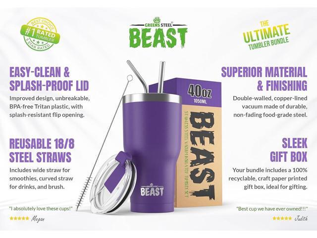 Beast 40 oz Tumbler Stainless Steel Vacuum Insulated Coffee Ice Cup Double Wall Travel Flask (Purple)