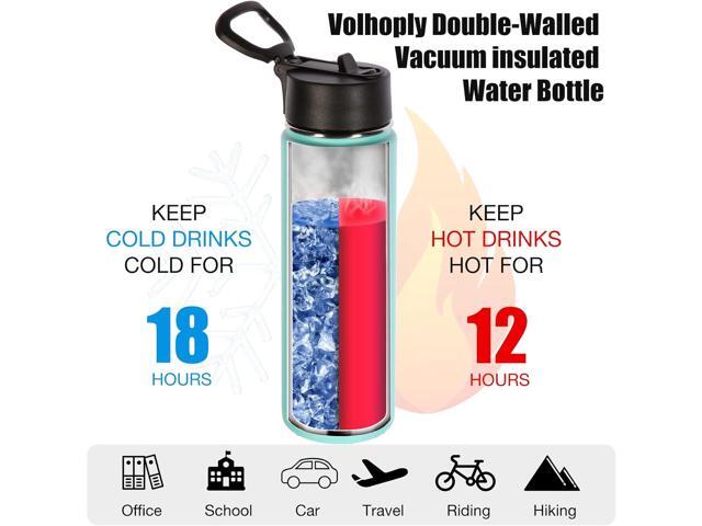 Volhoply 24oz Insulated Water Bottle with Straw Bulk 8 Pack,Metal Wide Mouth Water Bottles with Handle Lid Keep Cold,Reusable Double Wall...