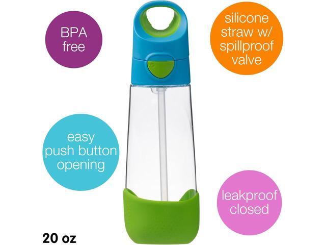 b. box Kids Water Bottle 20oz Tritan Toddler Drink Bottle with Straw for School, Daycare, Travel w/Easy-Grip Triangular Design, Leak Proof Lid &...