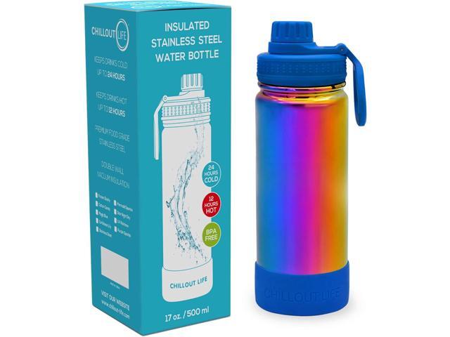CHILLOUT LIFE 17 oz Kids Insulated Water Bottle for School with Leakproof Spout Lid and Cute Waterproof Stickers, Personalized Stainless Steel...