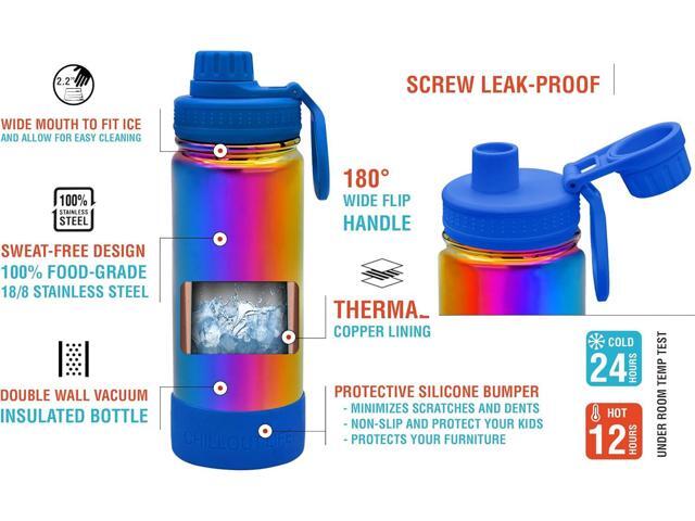 CHILLOUT LIFE 17 oz Kids Insulated Water Bottle for School with Leakproof Spout Lid and Cute Waterproof Stickers, Personalized Stainless Steel...
