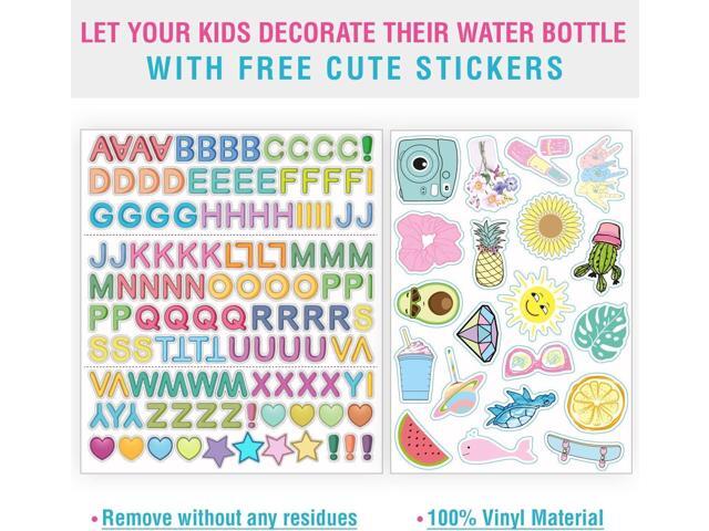 CHILLOUT LIFE 17 oz Kids Insulated Water Bottle for School with Leakproof Spout Lid and Cute Waterproof Stickers, Personalized Stainless Steel...
