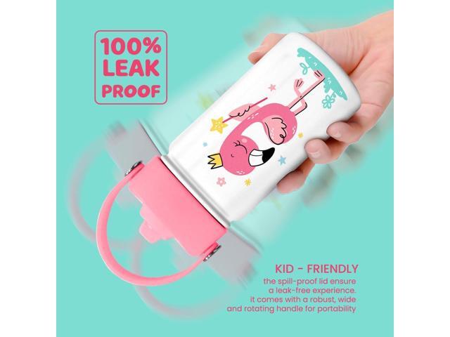SANDJEST Flamingo Water Bottle - Kids Water Bottle with Straw Lid - 12 Oz Insulated Stainless Steel Water Bottles for Toddlers Kid Girls - Travel...
