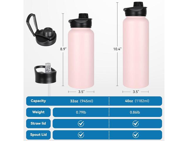 VEGOND 40 oz Insulated Water Bottle Bulk Stainless Steel Metal Water Bottles with Leak Proof Straw Lid & Spout Lid, Wide Mouth Double Walled Vacuum...