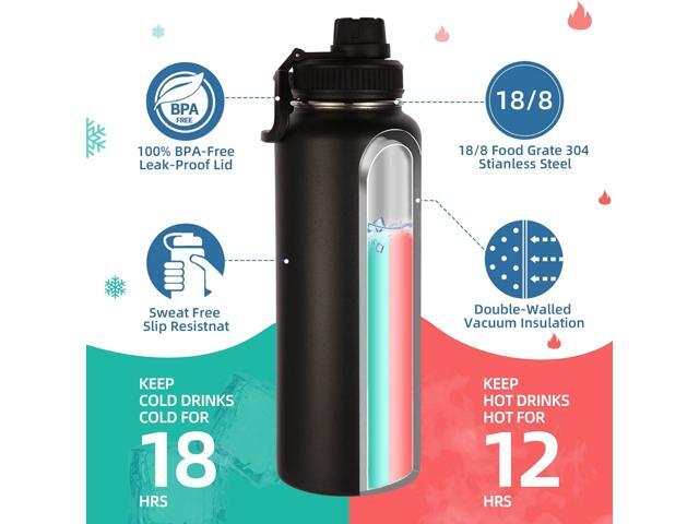 Volhoply 40 oz Insulated Water Bottles Paracord Handle, Stainless Steel Sports Bottle with Spout Lid, Double Walled Travel Water Thermos with Wide...