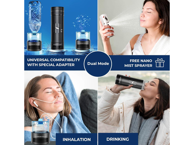 Hydrogen Water Bottle Generator, Up to 9000 PPB Hydrogen Bottle Water Ionizer with SPE/PEM Technology, 3-in-1 Portable Universal Adapter and...