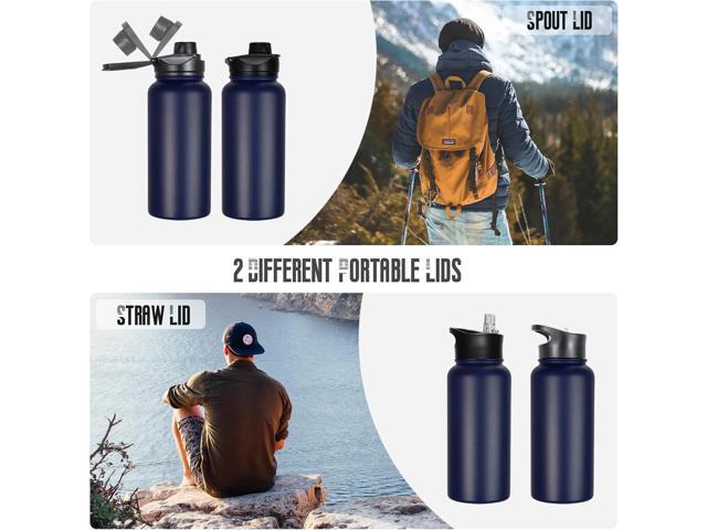32 oz Insulated Water Bottle Bulk 8 Pack, Stainless Steel Sports Water Bottles with Straw Lid & Wide Mouth Lids, Double Walled Vacuum, Leak Proof,...