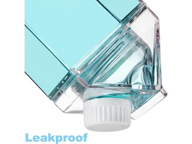 yarlung 6 Pack Milk Carton Water Bottle, 17 Oz Clear Plastic Milk Box Portable Square Juice Bottle for Outdoor Sports Travel Camping