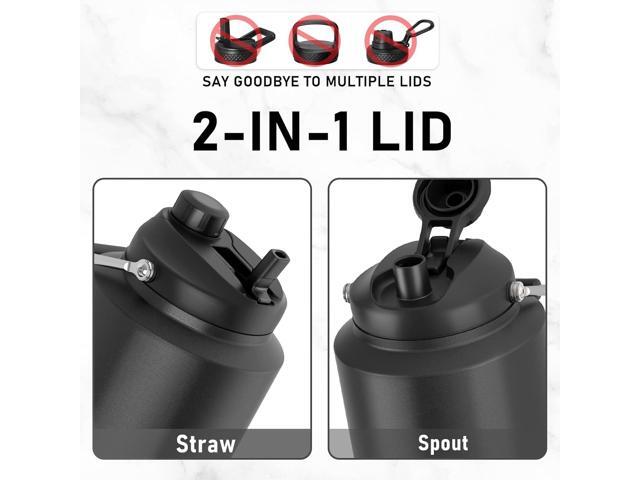 1 Gallon Water Jug, 2-in-1 Lid Flip Straw & Spout, Vacuum Insulated Stainless Steel Sports Water Bottle for Cold & Hot Drinks, Leak Proof, Suitable...