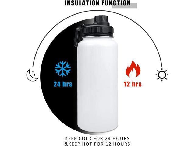 32oz Stainless Steel Sublimation Sports Water Bottle,Insulated Thermos Mugs with Shrink Wrap Films and Wide Mouth Lid,Double Wall Vacuum Tumbler...